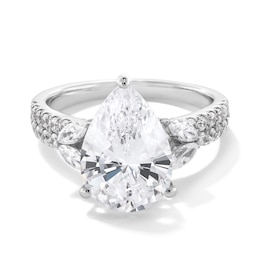 4-5/8 CT. T.W. Pear-Shaped Certified Lab-Created Diamond Leaf-Sides Engagement Ring in 14K White Gold (F/VS2)