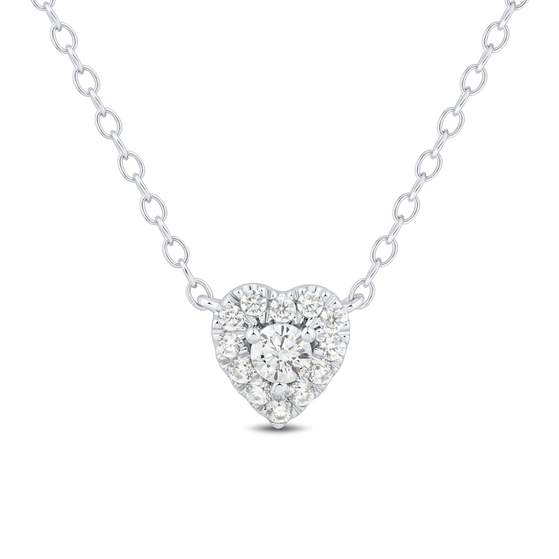 Main Image 1 of 1/4 CT. T.W. Certified Lab-Created Diamond Frame Heart Necklace in Sterling Silver (I/SI2)