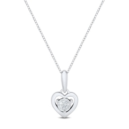 1/20 CT. Certified Lab-Created Diamond Solitaire Heart Pendant in Sterling Silver (I/SI2)