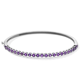 Amethyst Bangle in Sterling Silver - 7.25”