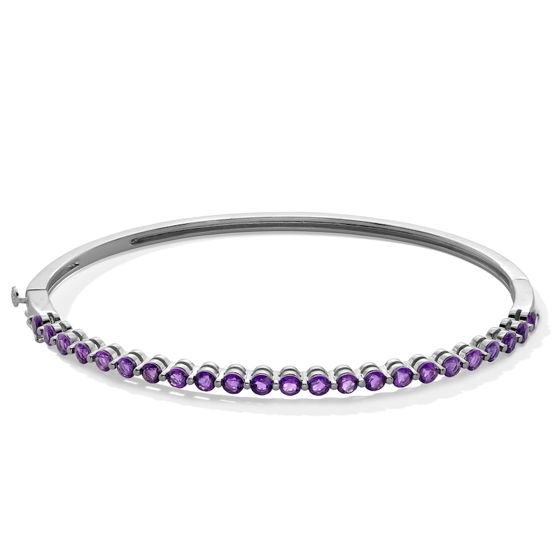 Main Image 1 of Amethyst Bangle in Sterling Silver - 7.25”