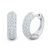 Thumbnail Image 1 of 1 CT. T.W. Certified Lab-Created Diamond Triple Row Huggie Hoop Earrings in Sterling Silver (I/SI2)