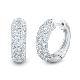 1 CT. T.W. Certified Lab-Created Diamond Triple Row Huggie Hoop Earrings in Sterling Silver (I/SI2)