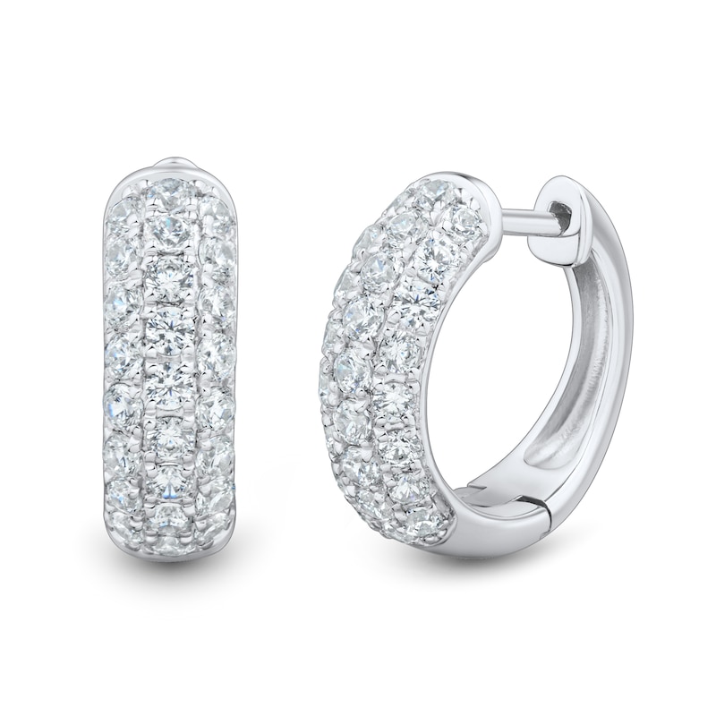 Main Image 1 of 1 CT. T.W. Certified Lab-Created Diamond Triple Row Huggie Hoop Earrings in Sterling Silver (I/SI2)