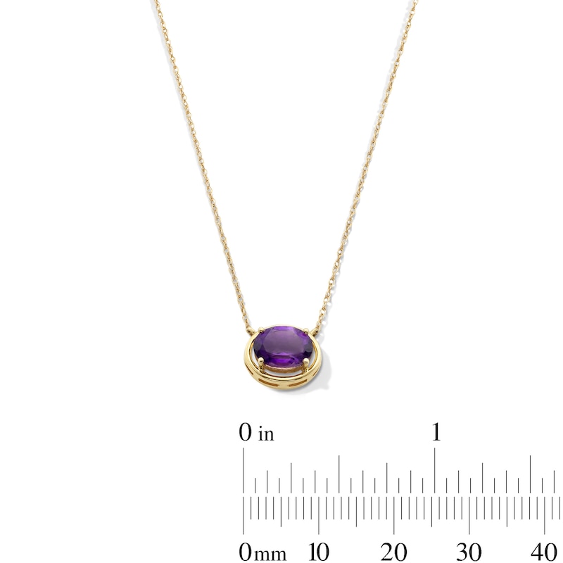 Main Image 2 of Oval Amethyst Sideways Necklace in 10K Gold