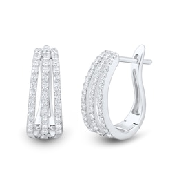 1/2 CT. T.W. Certified Lab-Created Diamond Triple Row Split Hoop Earrings in Sterling Silver (I/SI2)