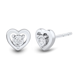 1/20 CT. T.W. Certified Lab-Created Diamond Solitaire Heart Stud Earrings in Sterling Silver (I/SI2)