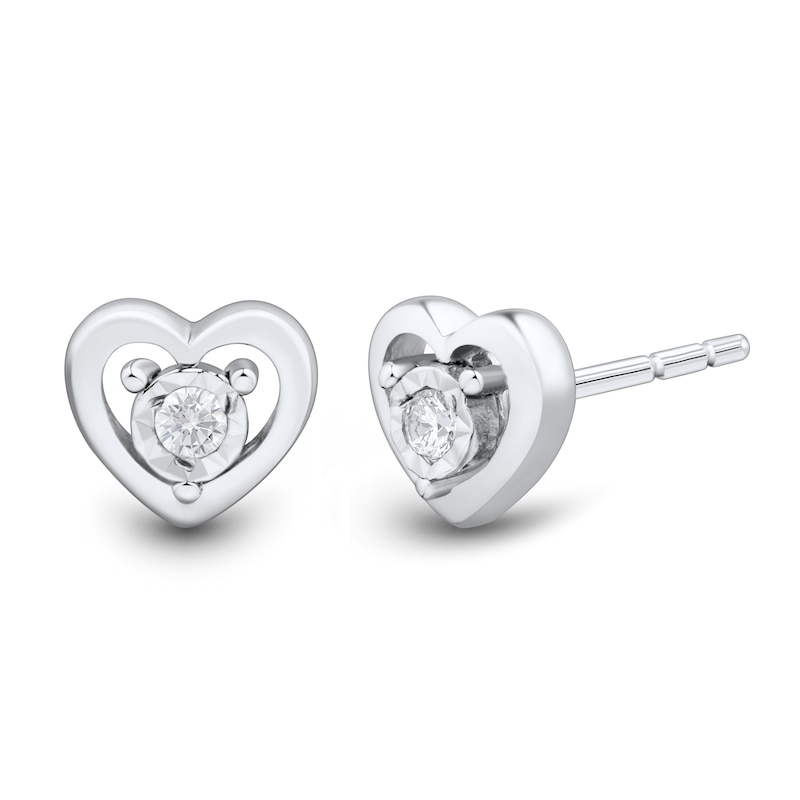 Main Image 1 of 1/20 CT. T.W. Certified Lab-Created Diamond Solitaire Heart Stud Earrings in Sterling Silver (I/SI2)