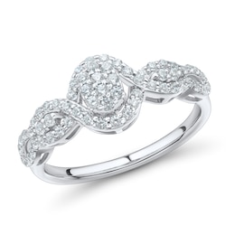 1/2 CT. T.W. Oval-Shaped Certified Lab-Created Multi-Diamond Twist Frame Ring in Sterling Silver (I/SI2)