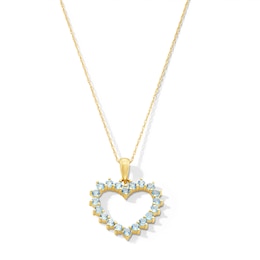 Swiss Blue Topaz Open Heart Pendant in 10K Gold