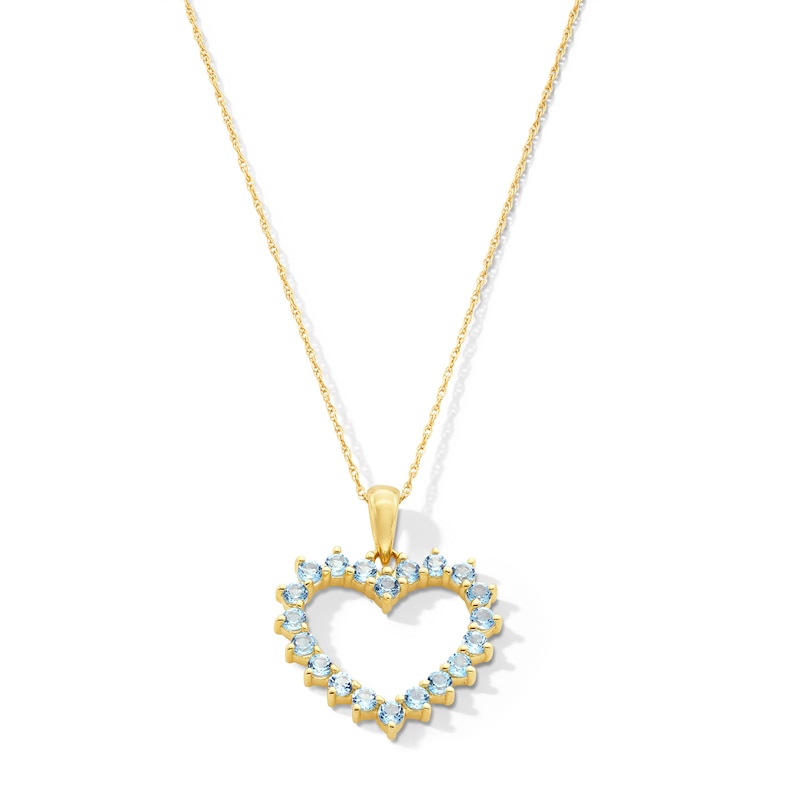 Main Image 1 of Swiss Blue Topaz Open Heart Pendant in 10K Gold