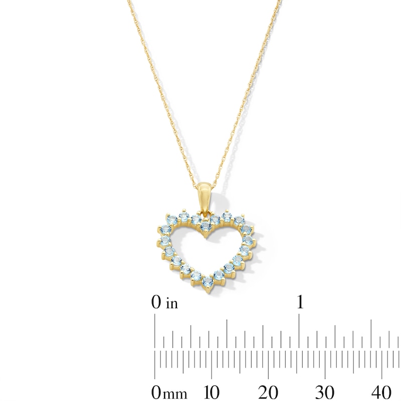 Main Image 2 of Swiss Blue Topaz Open Heart Pendant in 10K Gold