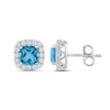 Thumbnail Image 2 of Cushion-Cut Swiss Blue Topaz and 1/2 CT. T.W. Certified Lab-Created Diamond Frame Stud Earrings in 14K White Gold