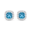 Thumbnail Image 3 of Cushion-Cut Swiss Blue Topaz and 1/2 CT. T.W. Certified Lab-Created Diamond Frame Stud Earrings in 14K White Gold