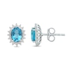 Thumbnail Image 2 of Oval Swiss Blue Topaz and 1/3 CT. T.W. Certified Lab-Created Diamond Sunburst Frame Stud Earrings in 14K White Gold