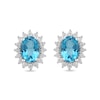 Thumbnail Image 3 of Oval Swiss Blue Topaz and 1/3 CT. T.W. Certified Lab-Created Diamond Sunburst Frame Stud Earrings in 14K White Gold