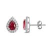 Thumbnail Image 2 of Pear-Shaped Lab-Created Ruby and 3/8 CT. T.W. Certified Lab-Created Diamond Frame Stud Earrings in 14K White Gold