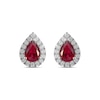 Thumbnail Image 3 of Pear-Shaped Lab-Created Ruby and 3/8 CT. T.W. Certified Lab-Created Diamond Frame Stud Earrings in 14K White Gold