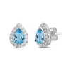 Thumbnail Image 1 of Pear-Shaped Swiss Blue Topaz and 3/8 CT. T.W. Certified Lab-Created Diamond Frame Stud Earrings in 14K White Gold