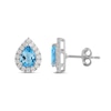 Thumbnail Image 2 of Pear-Shaped Swiss Blue Topaz and 3/8 CT. T.W. Certified Lab-Created Diamond Frame Stud Earrings in 14K White Gold