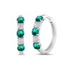 Thumbnail Image 1 of Lab-Created Emerald and 1/2 CT. T.W. Certified Lab-Created Diamond Alternating Hoop Earrings in 14K White Gold (F/SI2)