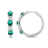 Thumbnail Image 2 of Lab-Created Emerald and 1/2 CT. T.W. Certified Lab-Created Diamond Alternating Hoop Earrings in 14K White Gold (F/SI2)