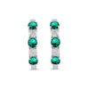 Thumbnail Image 3 of Lab-Created Emerald and 1/2 CT. T.W. Certified Lab-Created Diamond Alternating Hoop Earrings in 14K White Gold (F/SI2)