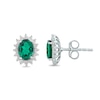 Thumbnail Image 2 of Oval Lab-Created Emerald and 1/3 CT. T.W. Certified Lab-Created Diamond Sunburst Frame Stud Earrings in 14K White Gold