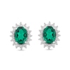 Thumbnail Image 3 of Oval Lab-Created Emerald and 1/3 CT. T.W. Certified Lab-Created Diamond Sunburst Frame Stud Earrings in 14K White Gold