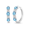 Thumbnail Image 1 of Swiss Blue Topaz and 1/2 CT. T.W. Certified Lab-Created Diamond Alternating Hoop Earrings in 14K White Gold (F/SI2)