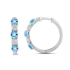 Thumbnail Image 2 of Swiss Blue Topaz and 1/2 CT. T.W. Certified Lab-Created Diamond Alternating Hoop Earrings in 14K White Gold (F/SI2)