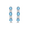 Thumbnail Image 3 of Swiss Blue Topaz and 1/2 CT. T.W. Certified Lab-Created Diamond Alternating Hoop Earrings in 14K White Gold (F/SI2)