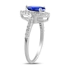 Thumbnail Image 2 of Pear-Shaped Blue Lab-Created Sapphire and 1/2 CT. T.W. Certified Lab-Created Diamond Frame Ring in 14K White Gold