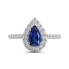 Thumbnail Image 3 of Pear-Shaped Blue Lab-Created Sapphire and 1/2 CT. T.W. Certified Lab-Created Diamond Frame Ring in 14K White Gold