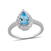 Thumbnail Image 1 of Pear-Shaped Swiss Blue Topaz and 1/2 CT. T.W. Certified Lab-Created Diamond Frame Ring in 14K White Gold (F/SI2)