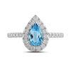 Thumbnail Image 3 of Pear-Shaped Swiss Blue Topaz and 1/2 CT. T.W. Certified Lab-Created Diamond Frame Ring in 14K White Gold (F/SI2)