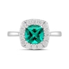 Thumbnail Image 3 of Cushion-Cut Lab-Created Emerald and 1/2 CT. T.W. Certified Lab-Created Diamond Frame Ring in 14K White Gold (F/SI2)