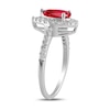 Thumbnail Image 2 of Pear-Shaped Lab-Created Ruby and 1/2 CT. T.W. Certified Lab-Created Diamond Frame Ring in 14K White Gold (F/SI2)