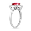 Thumbnail Image 2 of Cushion-Cut Lab-Created Ruby and 1/2 CT. T.W. Certified Lab-Created Diamond Frame Ring in 14K White Gold (F/SI2)