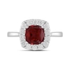 Thumbnail Image 3 of Cushion-Cut Lab-Created Ruby and 1/2 CT. T.W. Certified Lab-Created Diamond Frame Ring in 14K White Gold (F/SI2)