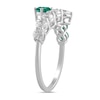 Thumbnail Image 2 of Lab-Created Emerald and 3/4 CT. T.W. Certified Lab-Created Diamond Graduated Bypass Ring in 14K White Gold (F/SI2)