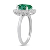 Thumbnail Image 2 of Oval Lab-Created Emerald and 1/2 CT. T.W. Certified Lab-Created Diamond Sunburst Frame Ring in 14K White Gold (F/SI2)