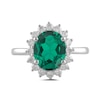 Thumbnail Image 3 of Oval Lab-Created Emerald and 1/2 CT. T.W. Certified Lab-Created Diamond Sunburst Frame Ring in 14K White Gold (F/SI2)