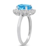 Thumbnail Image 2 of Oval Swiss Blue Topaz and 1/2 CT. T.W. Certified Lab-Created Diamond Sunburst Frame Ring in 14K White Gold (F/SI2)