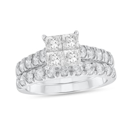 1-7/8 CT. T.W. Quad Princess-Cut Diamond Bridal Set in 14K White Gold