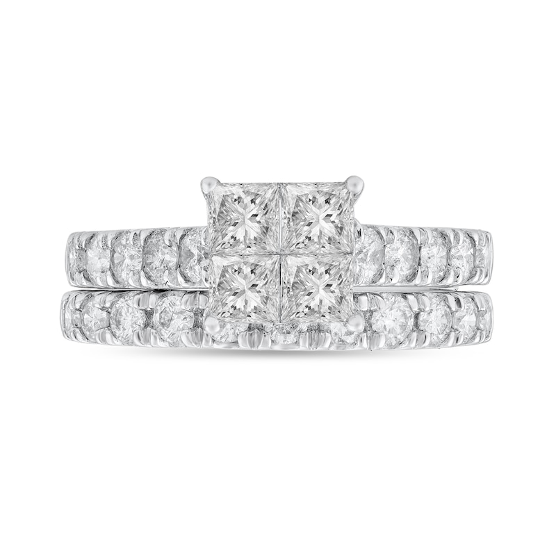 Main Image 3 of 1-7/8 CT. T.W. Quad Princess-Cut Diamond Bridal Set in 14K White Gold