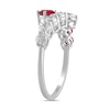 Thumbnail Image 2 of Lab-Created Ruby and 3/4 CT. T.W. Certified Lab-Created Diamond Graduated Bypass Ring in 14K White Gold (F/SI2)