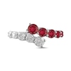 Thumbnail Image 3 of Lab-Created Ruby and 3/4 CT. T.W. Certified Lab-Created Diamond Graduated Bypass Ring in 14K White Gold (F/SI2)