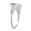 Thumbnail Image 2 of Swiss Blue Topaz and 3/4 CT. T.W. Certified Lab-Created Diamond Graduated Bypass Ring in 14K White Gold (F/SI2)