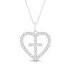 Thumbnail Image 1 of 1/3 CT. T.W. Diamond Cross-in-Heart Pendant in 14K White Gold